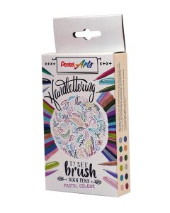 Pentel Brush Sign 12 Set Pastel Colours