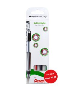 Pentel Hybrid Set Standaard K116-4 Zw-Rd-Bl-Gr