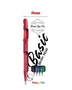 017595 Pentel Brush SES15C 4 Kleuren Zw-Rd-Bl-Gr