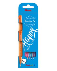 017608 Pentel Brush SES15C 4 Kleuren Or-Rz-Lbl-Vi